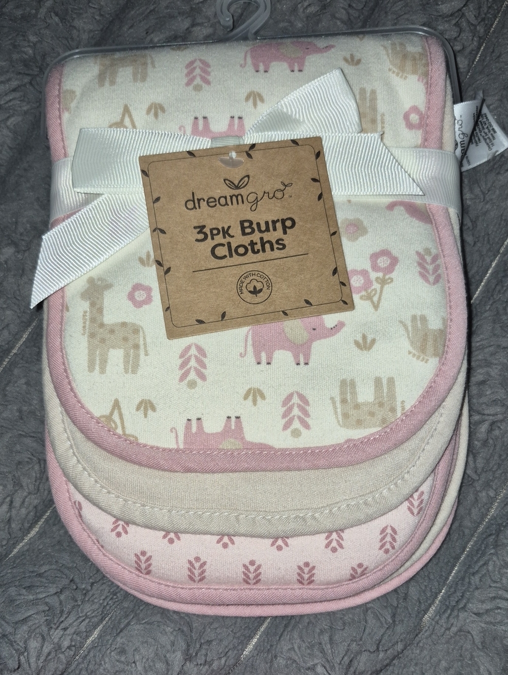 Dreamgro 3-Pack Baby Burp Cloths - Pink
